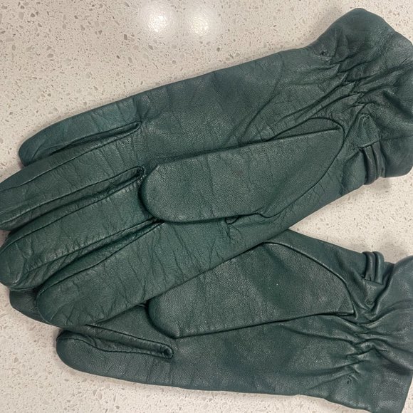 Wilsons House of Suede Vintage Leather Green Womens Gloves Size L - Picture 3 of 5